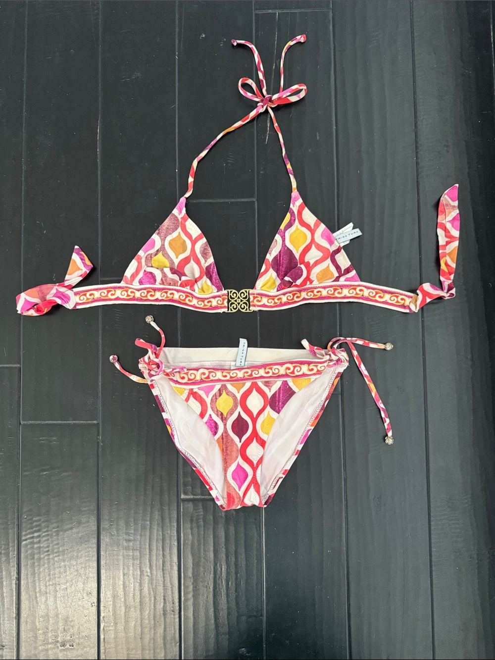 Trina Turk Pink, Magenta & Cream Swirl Bikini Bottoms